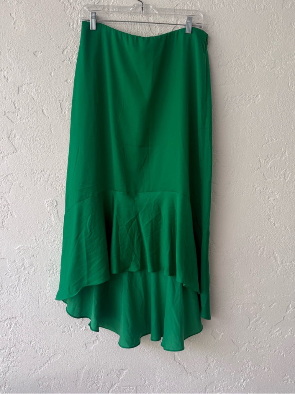 Ann Taylor Emerald Green High-Low Ruffle Hem Skirt